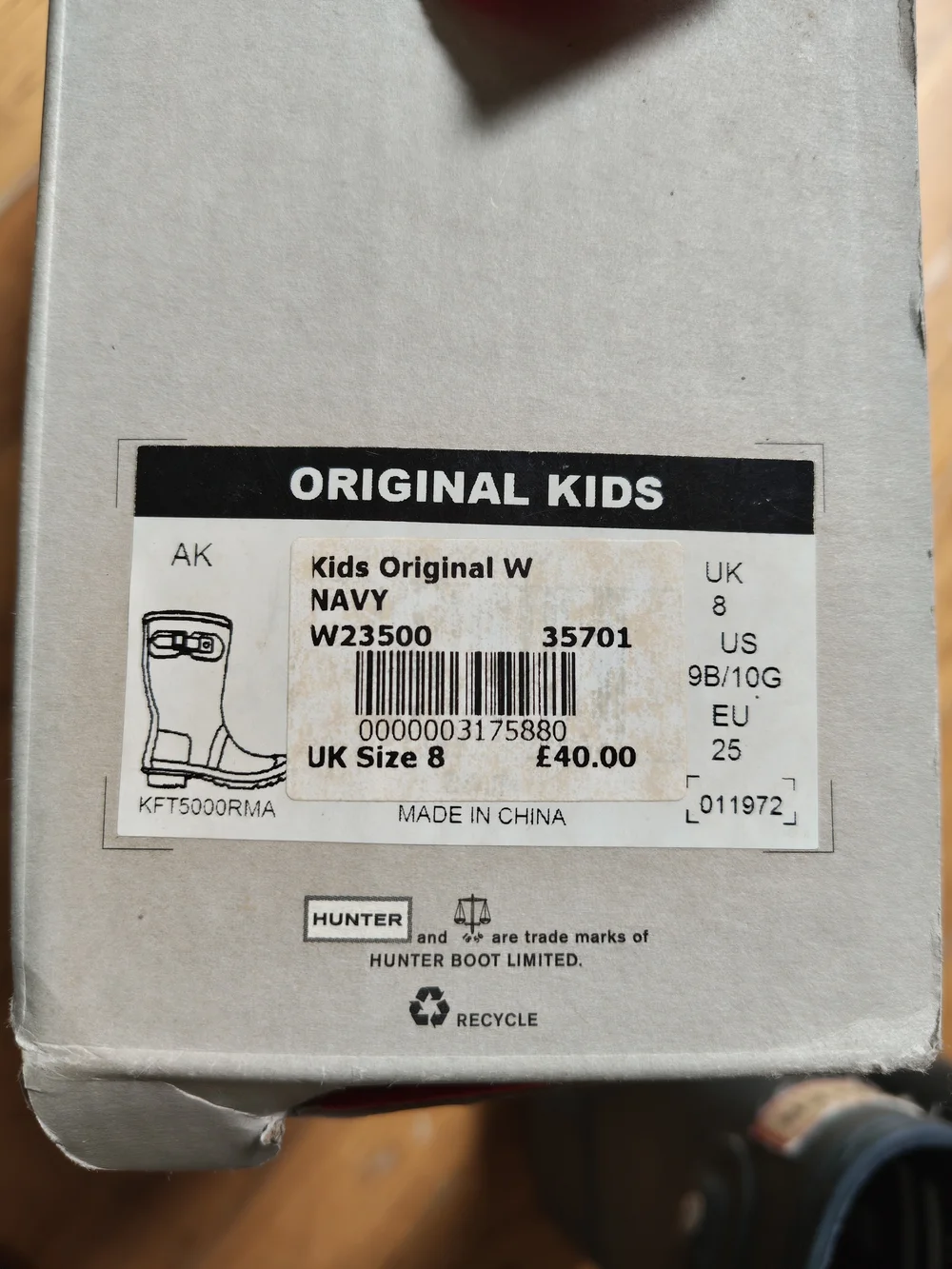 Hunter Black Rubber Kids' Mid Rain Boots with Side Buckle